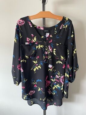 Torrid Floral High Low Blouse Front Zip Plus Size 3X